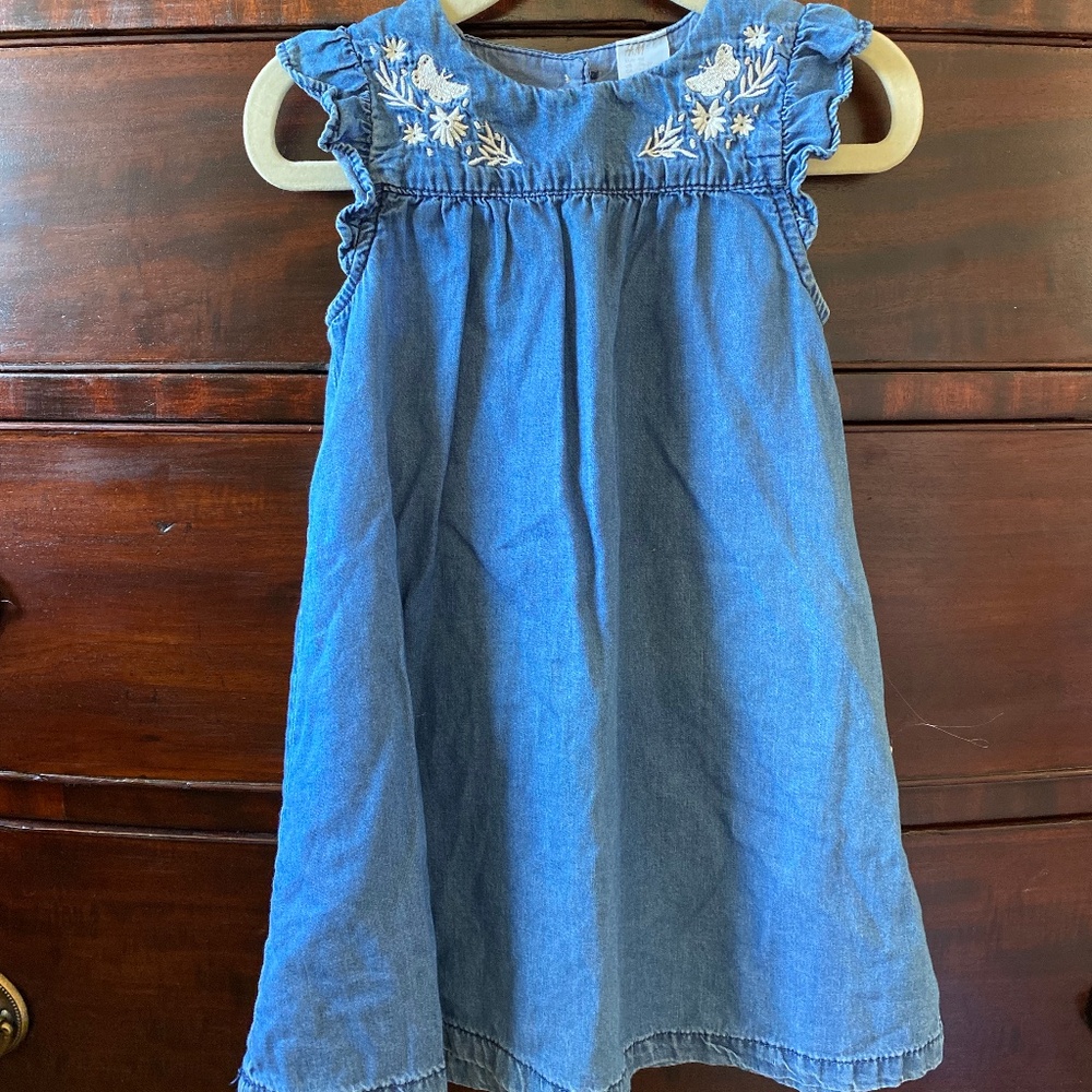 H&M Chambray Toddler Embroidery Dress 18-24m